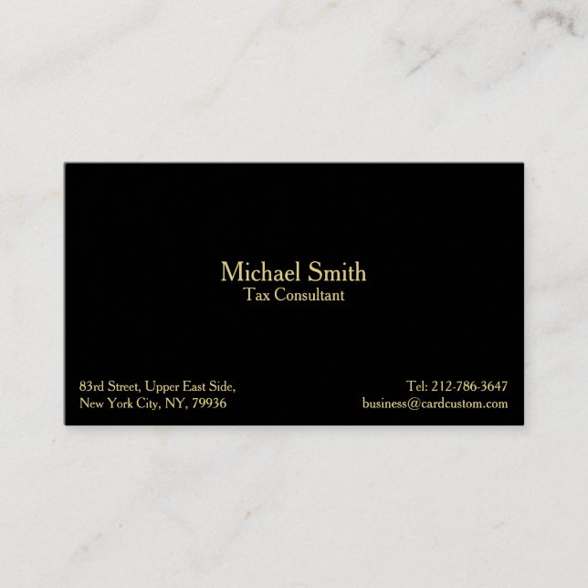 Elegant Professional Modern Black Faux Gold Custom Business Card (Front)