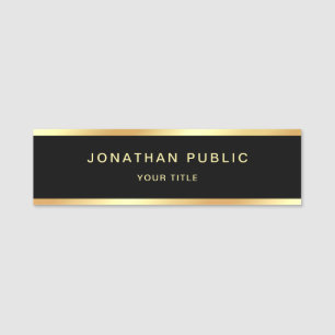 Elegant Professional Modern Black Gold Template Name Tag
