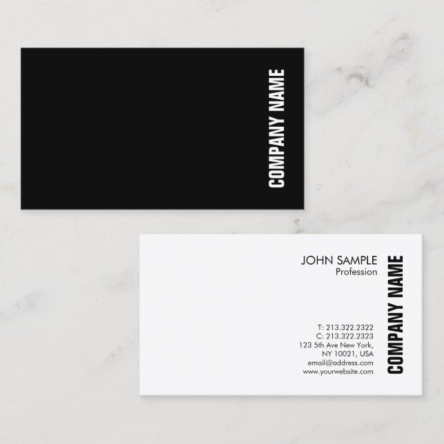 Elegant Professional Modern Black White Template Business Card (Front/Back)