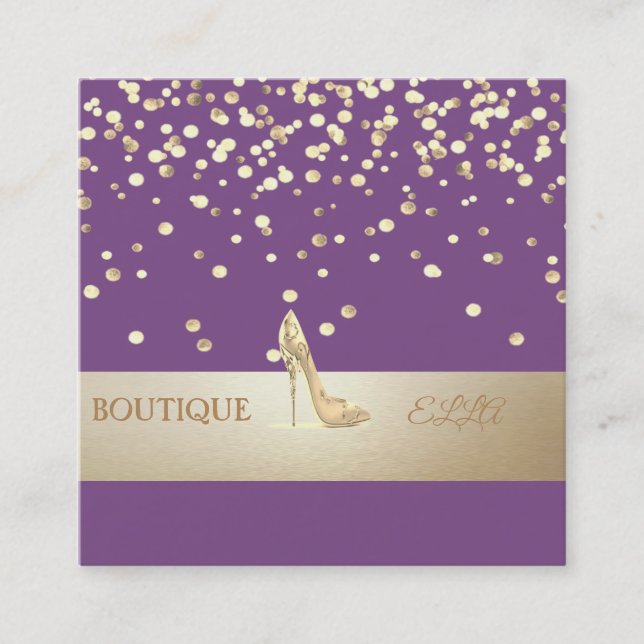 Elegant ,Professional Modern,Confetti,High Heel Square Business Card (Front)