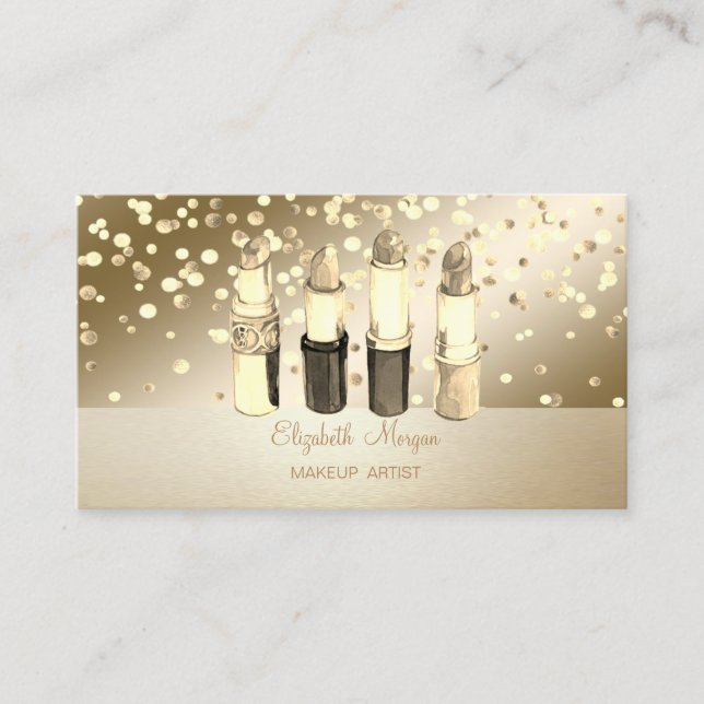 Elegant Professional, Modern,Confetti,Lipsticks Business Card (Front)