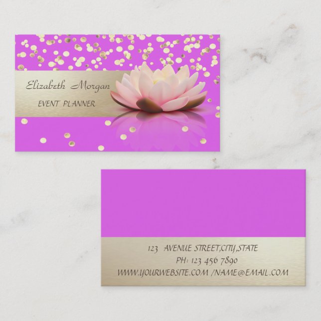 Elegant Professional, Modern,Confetti,Lotus Business Card (Front/Back)