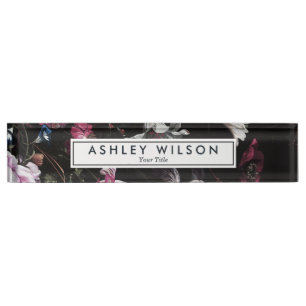 Elegant Professional Modern Floral Nameplate