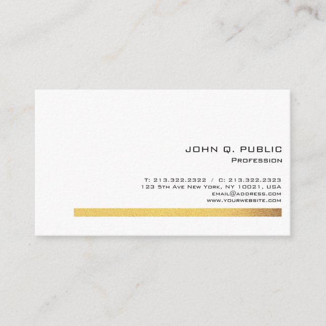 Elegant Professional Modern Gold Look Striped Business Card (Front)