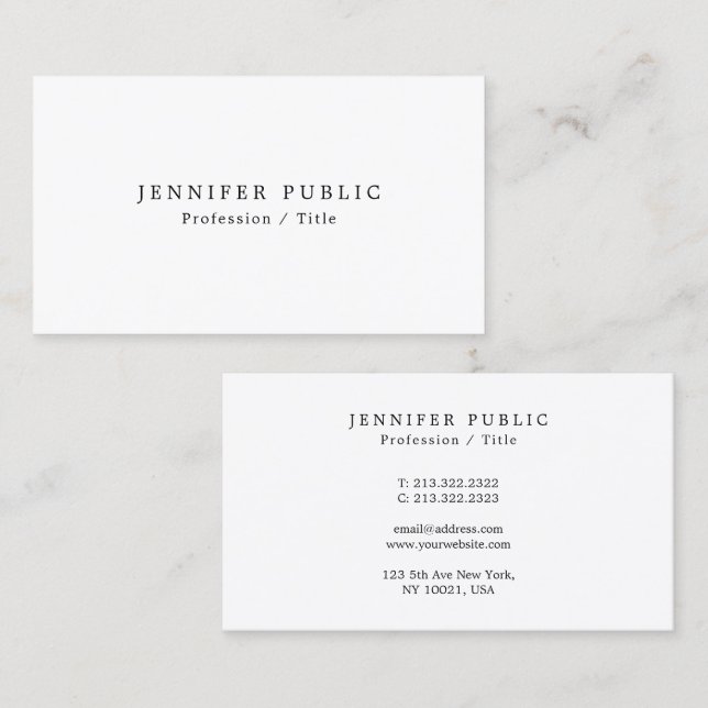 Elegant Professional Modern Minimalistic Cute Business Card (Front/Back)