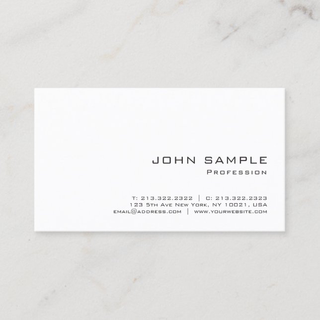 Elegant Professional Modern Simple Template White  Business Card (Front)