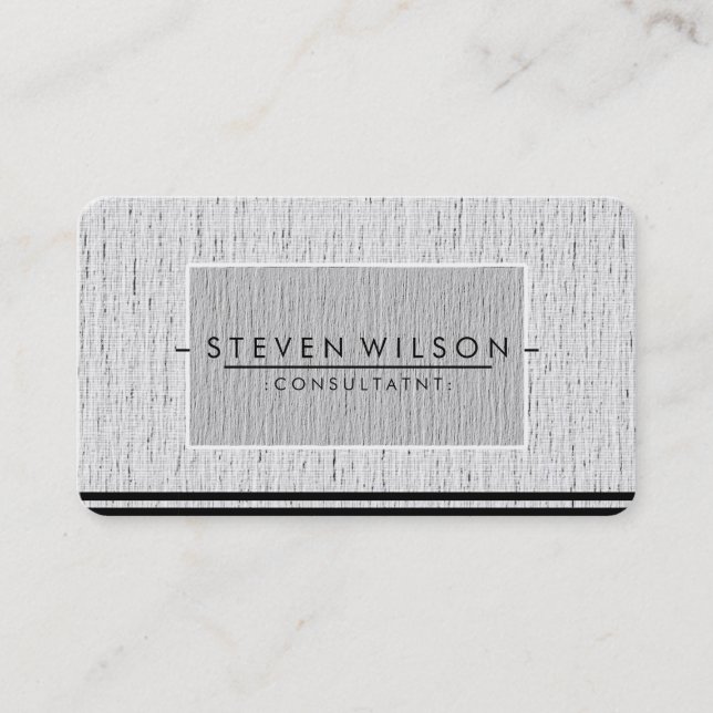 Elegant Professional Modern Subtle Plain Linen Business Card (Front)