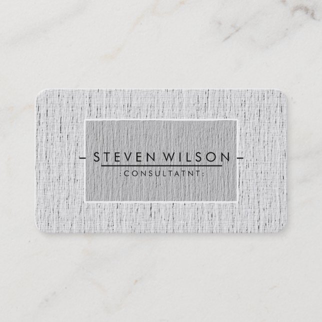 Elegant Professional Modern Subtle Plain Linen Business Card (Front)