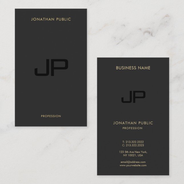 Elegant Professional Monogram Initial Template Business Card (Front/Back)