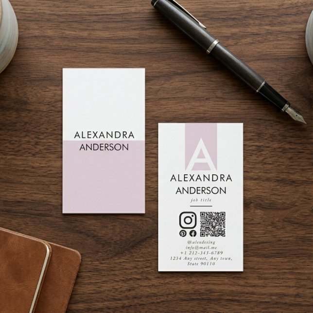 Elegant Professional Monogram Minimal QR Code Business Card (Elegant Professional Monogram Minimal QR Code Business Card)