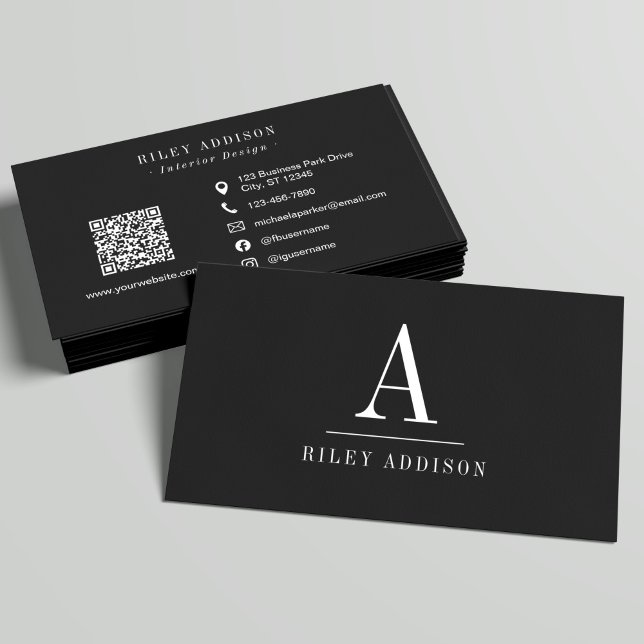 Elegant Professional Monogram Minimalist Black  Business Card (Creator Uploaded)