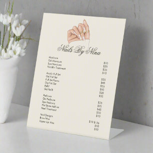 Elegant Professional Nail Beauty Salon Price List  Pedestal Sign