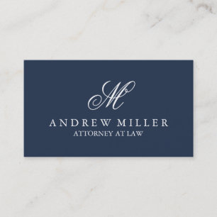 Elegant Professional Navy Monogram Business Card