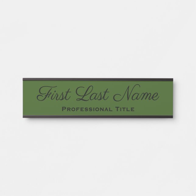 Elegant Professional Office Door Sign Olive Green (Front)