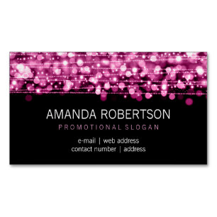 Elegant Professional Pink Lights & Sparkles Magnetic Business Card