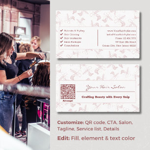 Elegant Professional Pink & White Hairdresser Business Card