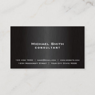 Elegant Professional Plain Black Modern Metal Business Card