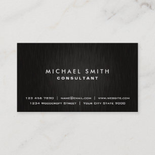 Elegant Professional Plain Black Modern Metal Business Card
