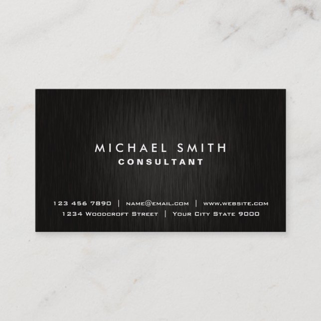 Elegant Professional Plain Black Modern Metal Business Card (Front)