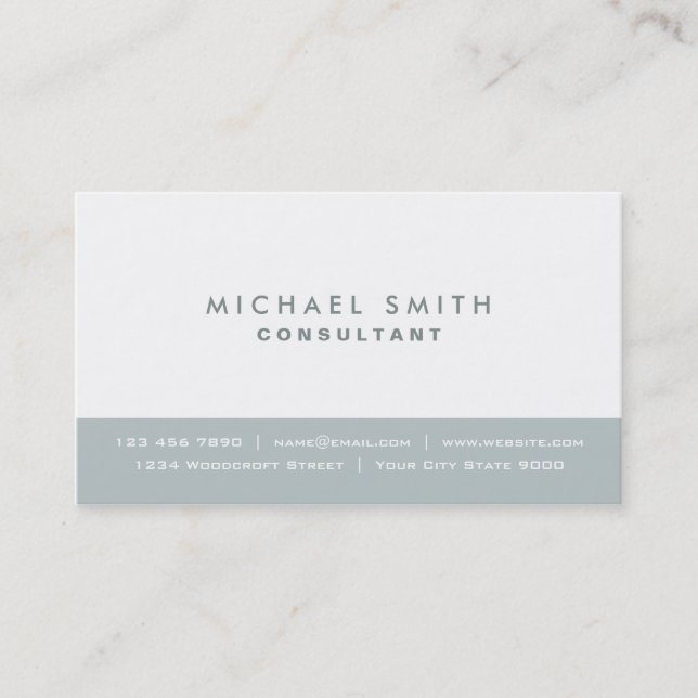 Elegant Professional Plain Modern Grey and White Business Card (Front)