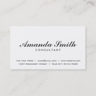 Elegant Professional Plain Modern White Simple Business Card