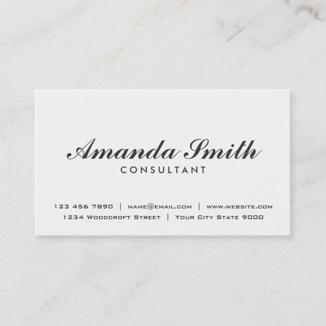 Elegant Professional Plain Modern White Simple Business Card (Front)