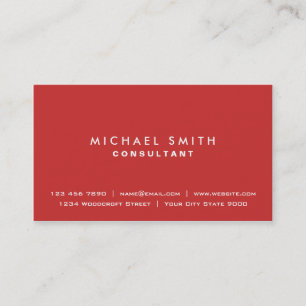 Elegant Professional Plain Simple Modern Red Business Card
