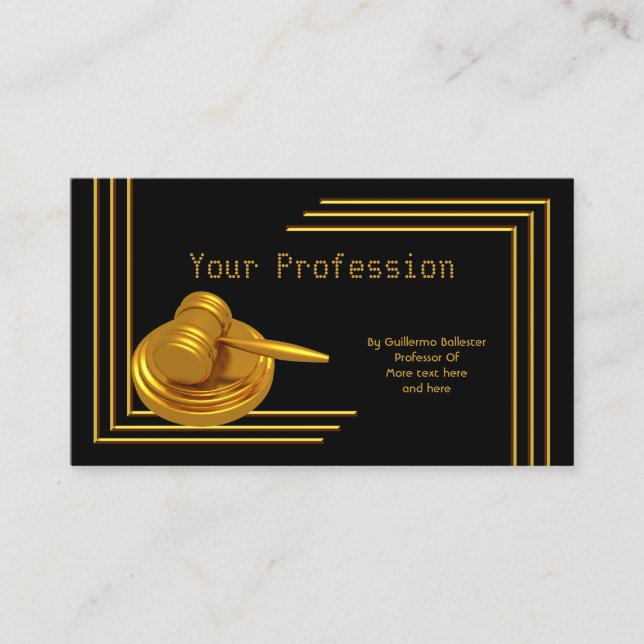 Elegant Professional Profession Gold Hammer Business Card (Front)