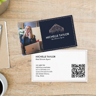 Elegant Professional Real Estate Realtor Photo QR Business Card
