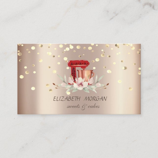 Elegant Professional Red Mixer Floral Business Card (Front)