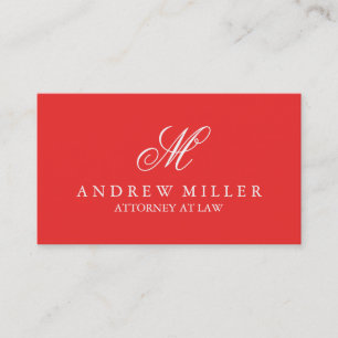 Elegant Professional Red Monogram Business Card