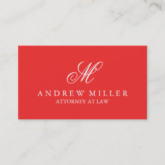 Elegant Professional Red Monogram Business Card