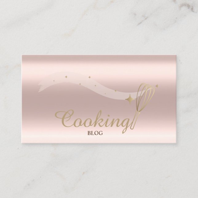 Elegant Professional,Rose Gold,Whisk,Cooking Business Card (Front)