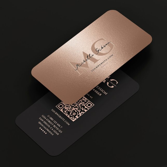 Elegant Professional Rosegold Black Modern  Business Card (Elegant Professional Rosegold Black Modern Business Card
)