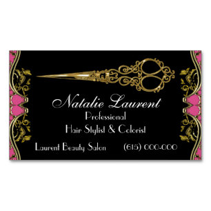 Elegant Professional Scissor French Baroque Black Magnetic Business Card