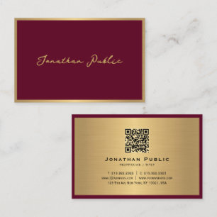 Elegant Professional Script Bordeaux Gold European Business Card