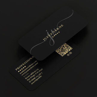 Elegant Professional Script Monogram Black Minimal Business Card