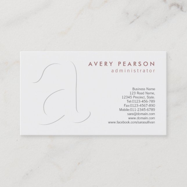 Elegant Professional Shadow Monogram Business Card (Front)