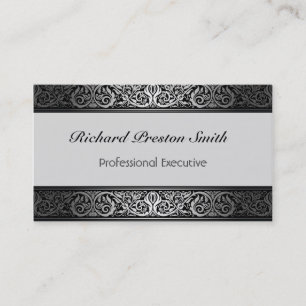 Elegant Professional Silver and Black Custom Busin Business Card