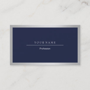 Elegant Professional Silver Gray White Frame Metal Business Card