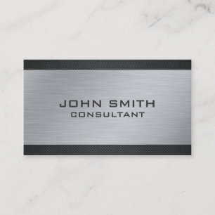 Elegant Professional Silver Metal Modern Black Business Card