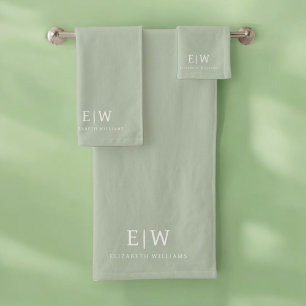Elegant Professional Simple Monogram Minimalist Bath Towel Set