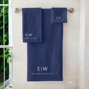 Elegant Professional Simple Monogram Minimalist Bath Towel Set