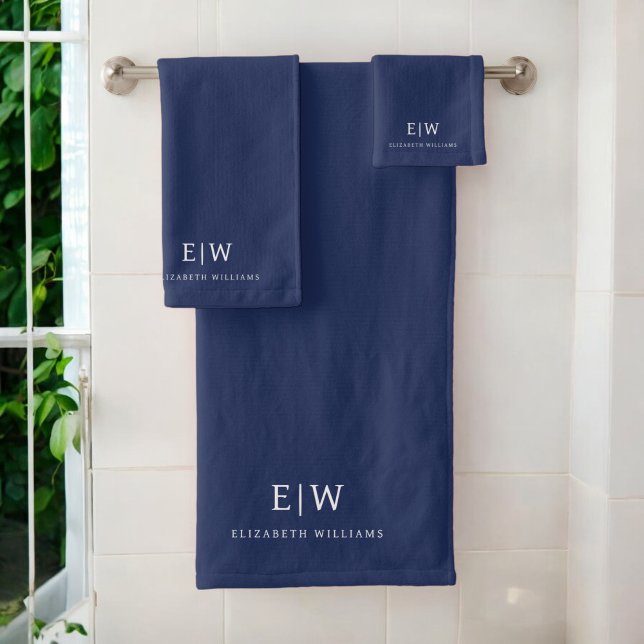 Elegant Professional Simple Monogram Minimalist Bath Towel Set (Creator Uploaded)