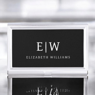 Elegant Professional Simple Monogram Minimalist Business Card Holder