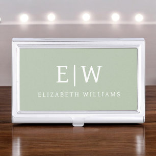 Elegant Professional Simple Monogram Minimalist Business Card Holder