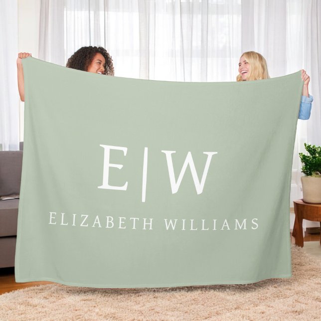 Elegant Professional Simple Monogram Minimalist Fleece Blanket (Creator Uploaded)