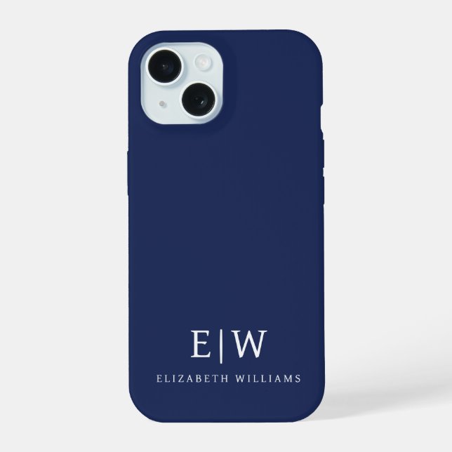 Elegant Professional Simple Monogram Minimalist iPhone 15 Case (Back)