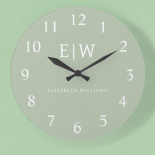 Elegant Professional Simple Monogram Minimalist Large Clock