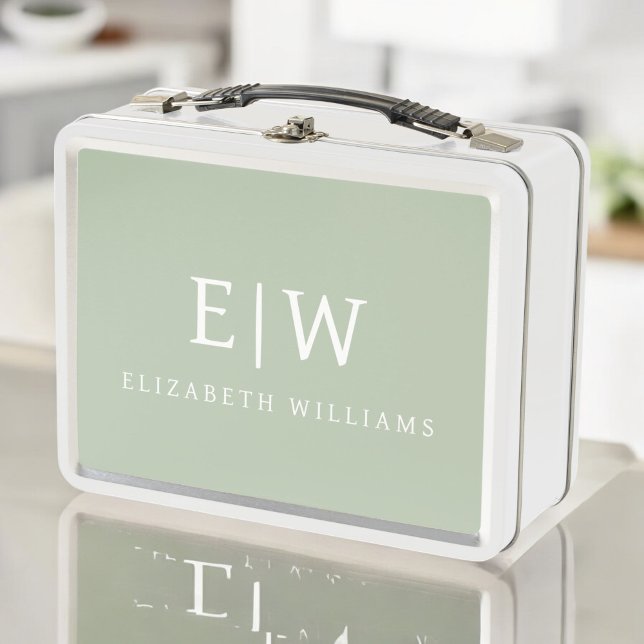 Elegant Professional Simple Monogram Minimalist Metal Lunch Box (Creator Uploaded)
